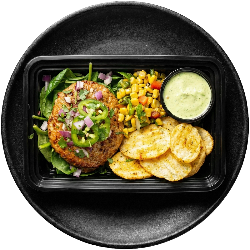 Jalapeño Honey Turkey Patty with Avocado Crema