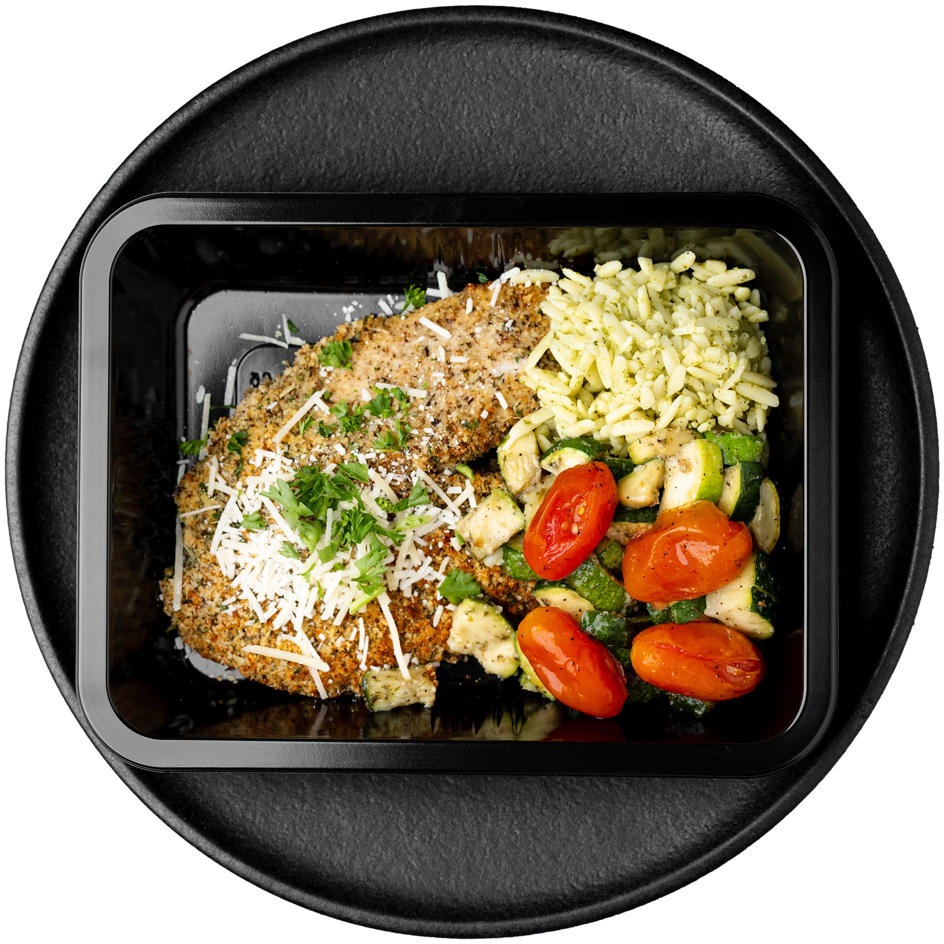 Parmesan Crusted Tilapia with Pesto Orzo