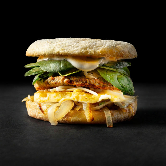 Spinach & Egg Breakfast Sandwich with Potatoes