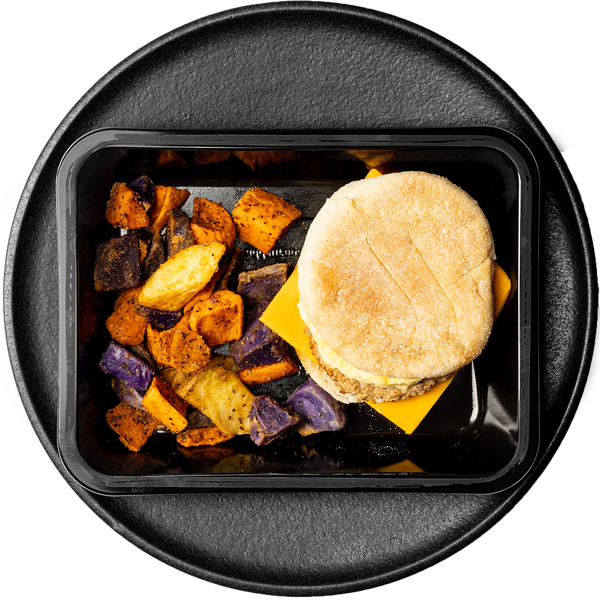 Turkey, Egg & Cheese Breakfast Sandwich with Potatoes