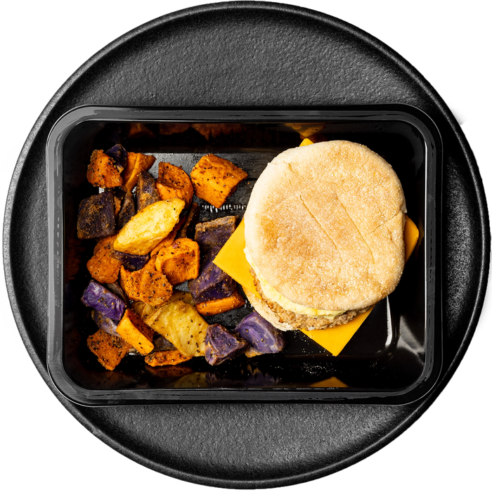 Turkey, Egg & Cheese Breakfast Sandwich with Potatoes