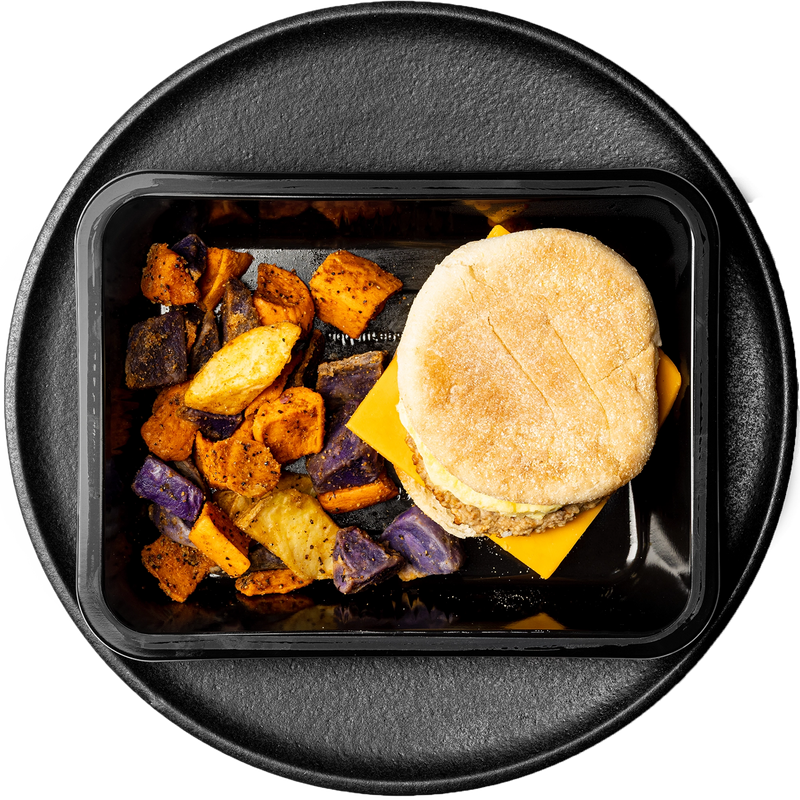 Turkey, Egg & Cheese Breakfast Sandwich with Potatoes